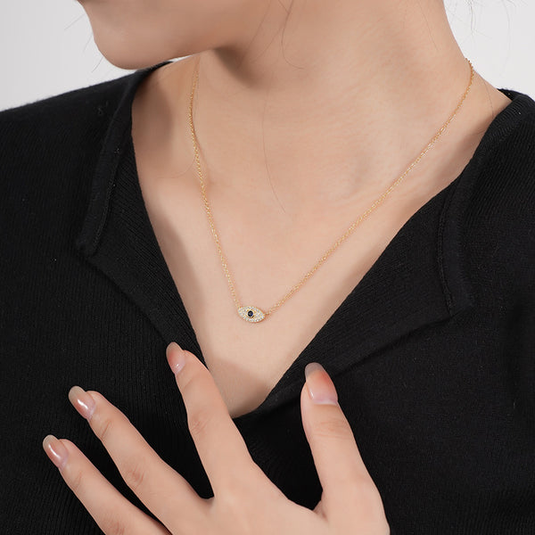 FX0997 925 Sterling Silver Blue Zirconia Evil Eye Pendant Necklaces