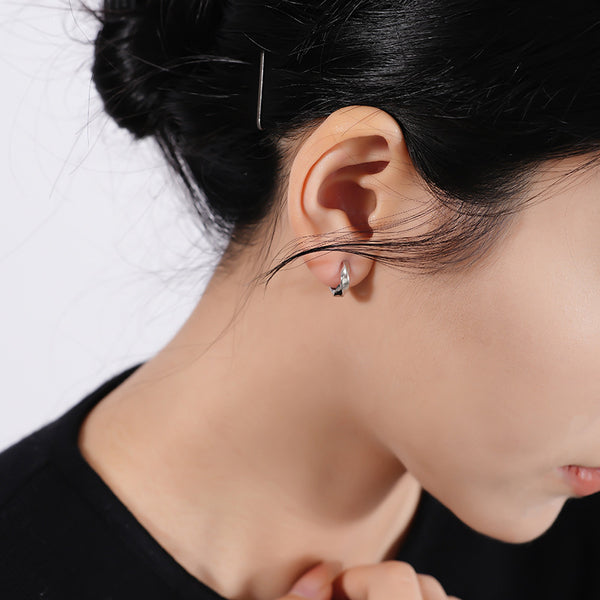 FE2562 925 Sterling Silver Twist Glaze Hoop Earring