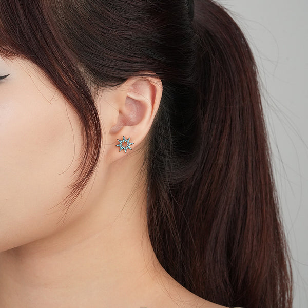 FE2619 Turquoise Cutout Stars Stud Earring