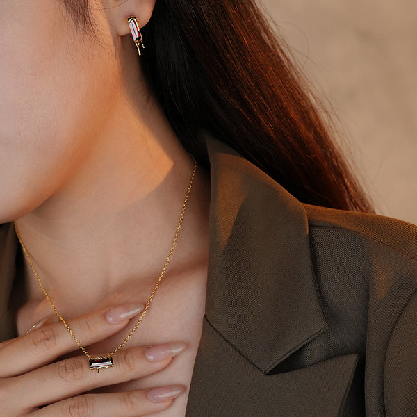 FX1257 925 Sterling Silver Melted Crystal Pendant Necklace