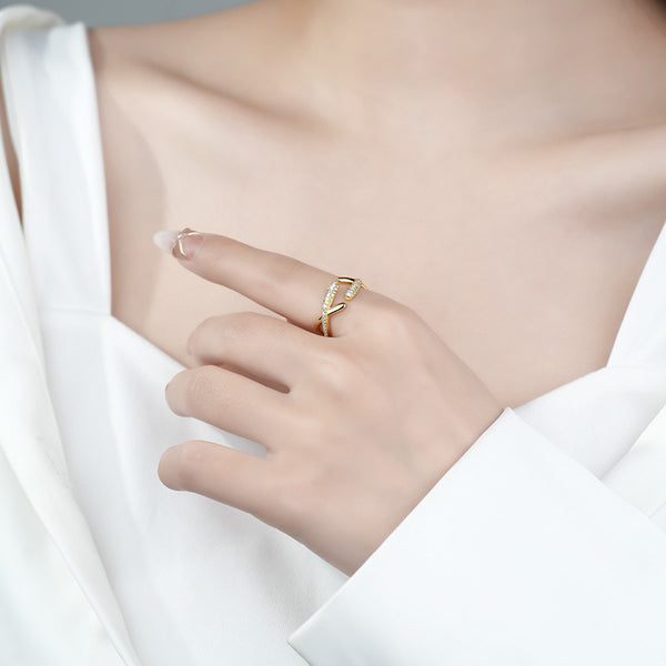 FJ1115 925 Sterling Silver Cross Paved Zirconia Ring