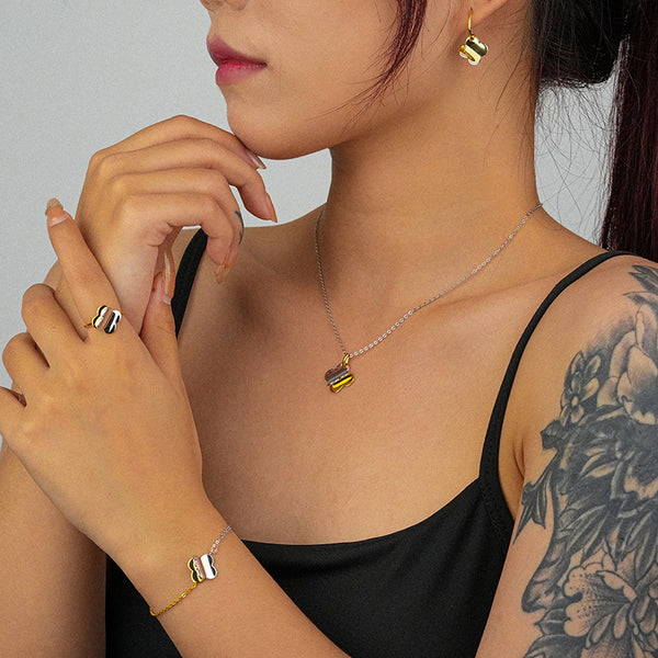 FE2536 925 Sterling Silver Four Leaf Clover Dangle Stud Earring