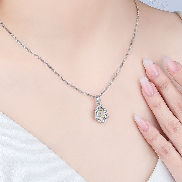 FX1210 925 Sterling Silver Teardrop CZ Necklace