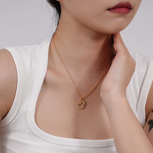 FX0959 925 Sterling Silver Scale Cutout Gourd Necklace