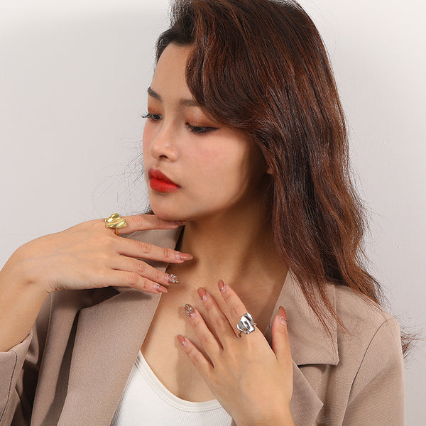 FJ0969 925 Sterling Silver Irregular Sunken Ring