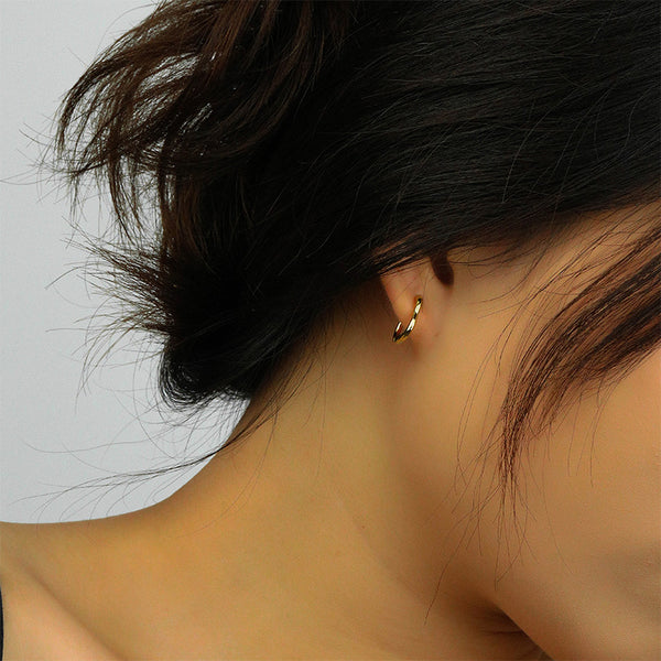 FE2252 925 Sterling Silver Twisted Oval Hoop Earrings