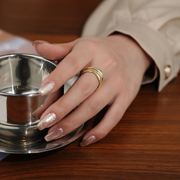 FJ1077 925 Sterling Silver Texture Herringbone Ring