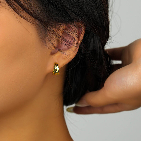 FE2573 925 Sterling Silver Retro Tin Texture Stud Earring