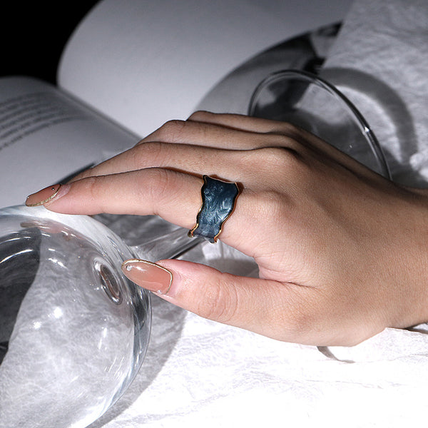 FJ0841 925 Sterling Silver Wave Enamel Ring