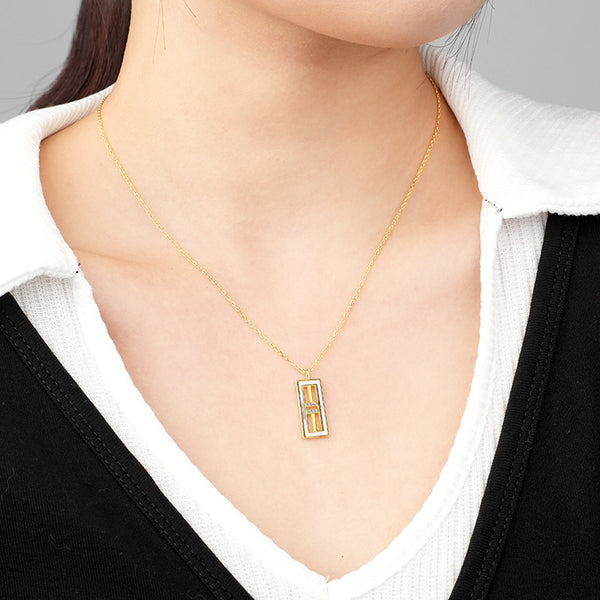 FX1076 925 Sterling Silver Geometric Zircon T Letter Pendant Necklace