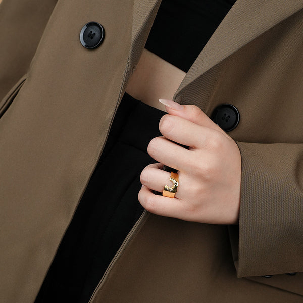 FJ1072 925 Sterling Silver Vintage Irregular Open Ring