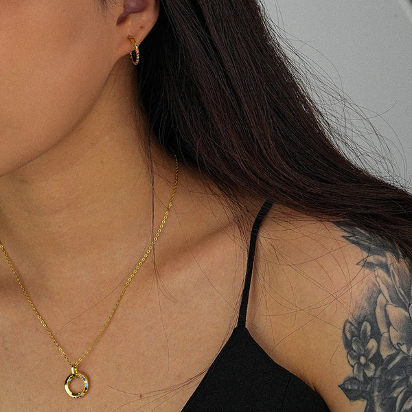 FE2591 925 Sterling Silver Colorful Zircon C-Shaped Stud Earring