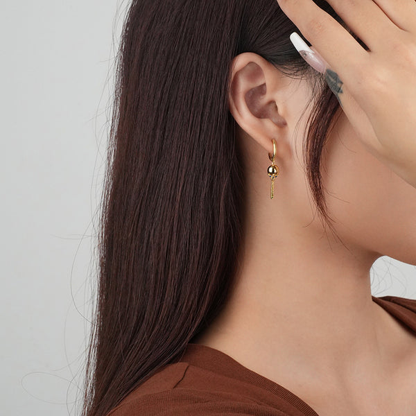 FE2520 925 Sterling Silver Ancient Egypt Pharaonic Scepter Dangle Hoop Earring