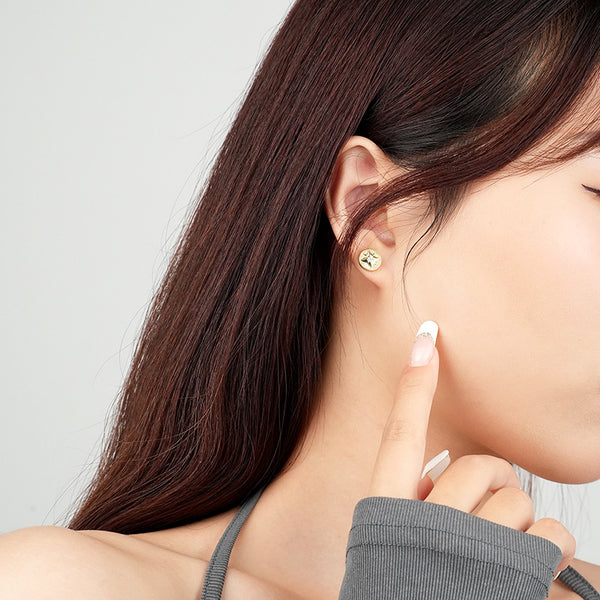 FE2610 925 Sterling Silver Zircon Octagram Stud Earring