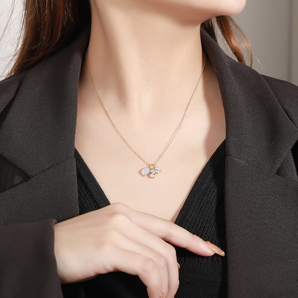 FX1168 Zircon Moonstone Pendant Necklace