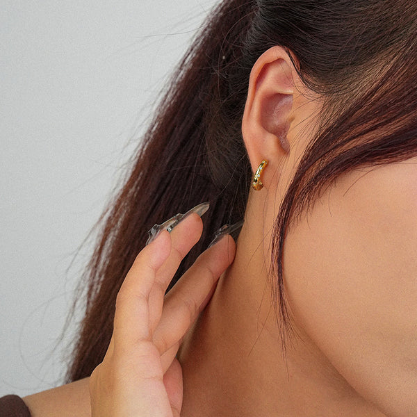 FE2492 925 Sterling Silver Dainty CZ Colorful White Stone Hoop Earrings