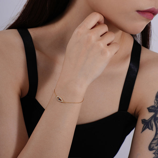FS0365 925 Sterling Silver Luxurious Zircon Evil Eye Bracelet
