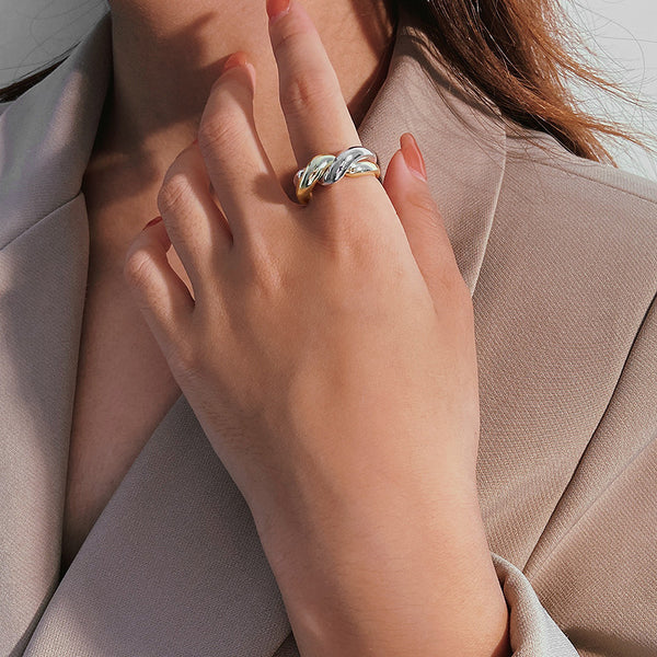 FJ0974 925 Sterling Silver Simple Wave Ring