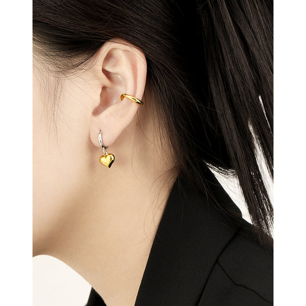 RHE1331 925 Sterling Silver Two Tone Heart Drop Earrings