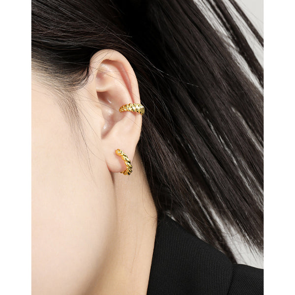 RHE1333 925 Sterling Silver Classic Twist Hoop Earrings