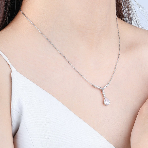 FX1216 925 Sterling Silver Y Shape Pendant Necklace