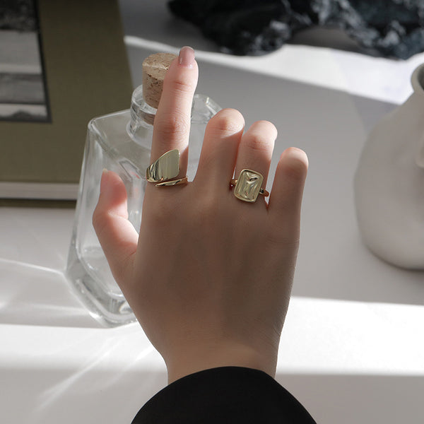 FJ0897 925 Sterling Silver Open Asymmetrical Ring