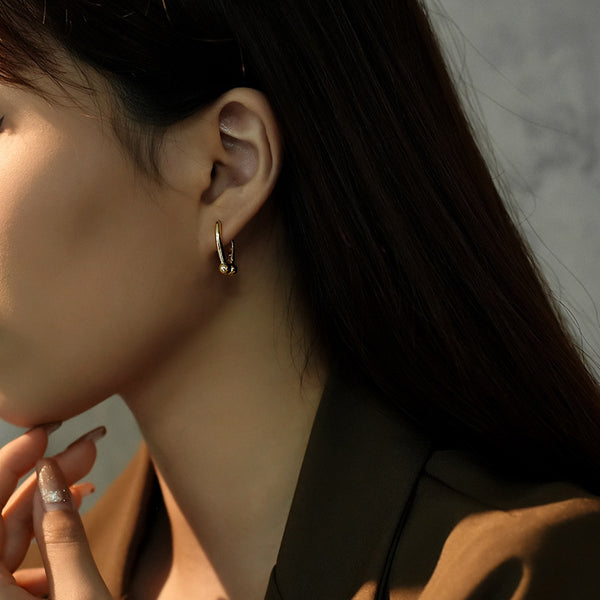 FE3057 925 Sterling Silver Statement Horseshoe Buckle Hoop Earrings