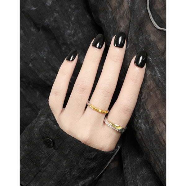 RHJ1181 925 Sterling Silver Geometric Irregular Texture Open Ring