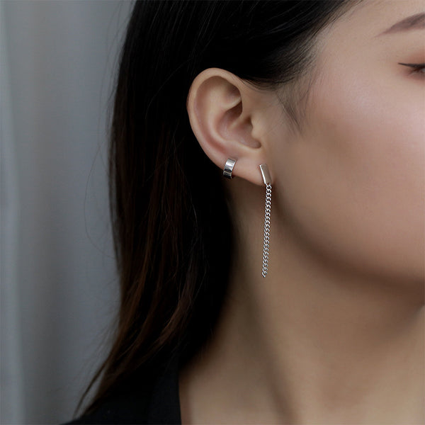 FE2656 925 Sterling Silver Vintage Long Tassel Stud Earrings