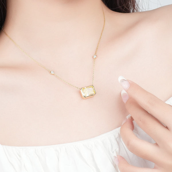 FX1203 925 Sterling Silver Pink Cubic Zircon Necklace