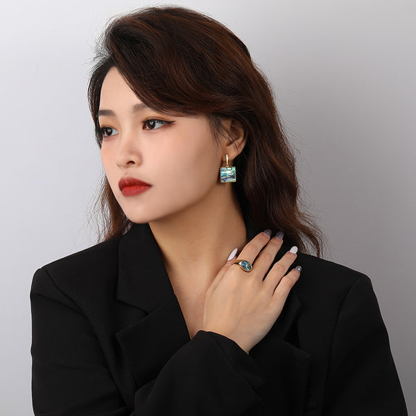 FE2506 925 Sterling Silver White Abalone Shell Dangle Earrings