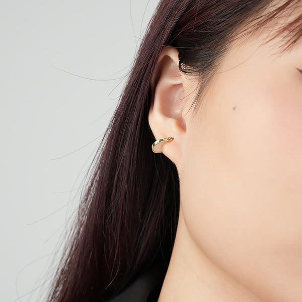 FE2523 925 Sterling Silver White Shell Retro Hoop Earring