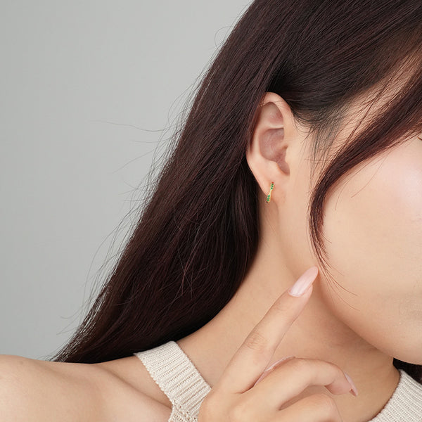 FE2512 925 Sterling Silver Retro Mobius U Shape Hoop Earring