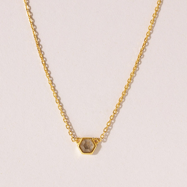 VFX0245 Agate Natural Stone Hexagon Necklace