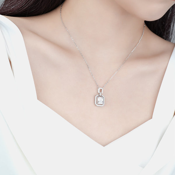 FX1247 925 Sterling Silver Interlocking Diamond Necklace