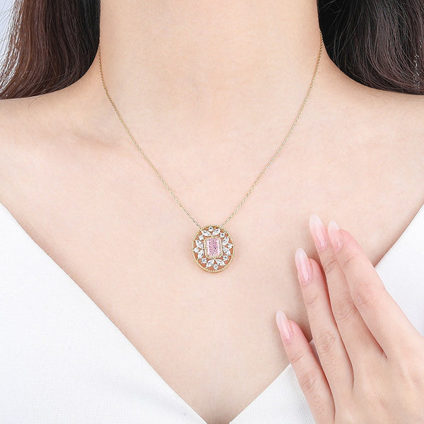 FX1217_D 925 Sterling Silver Hollowed CZ Necklace