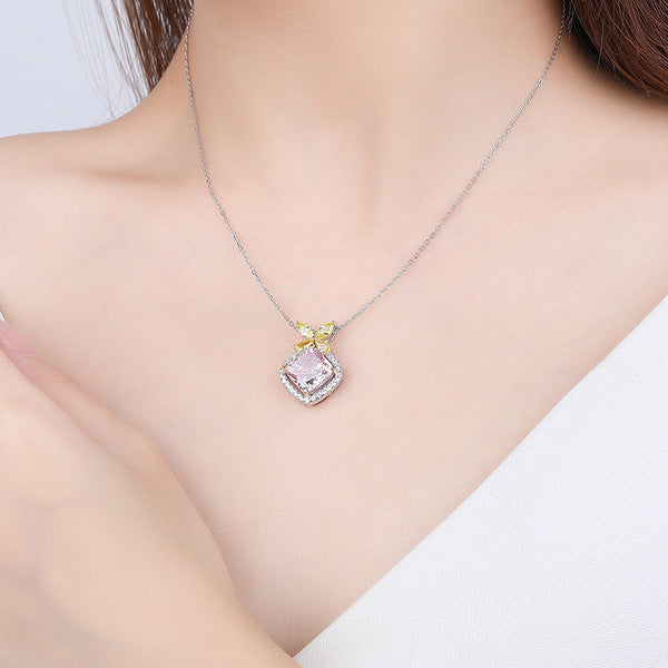 FX1204 925 Sterling Silver Rhombic CZ Necklace