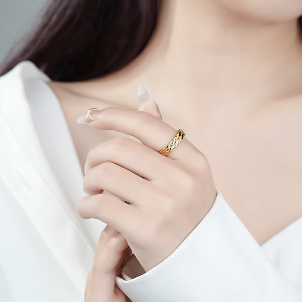 FJ1114 925 Sterling Silver Twisted Textured Ring