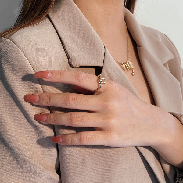 FJ0975 925 Sterling Silver Crystal Spiral Ring