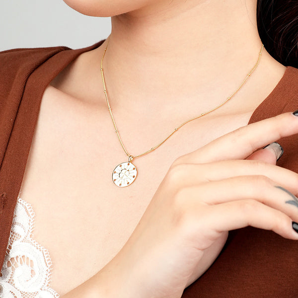 FX0989 925 Sterling Silver Four Leaf Clover Coin Pendant Necklaces