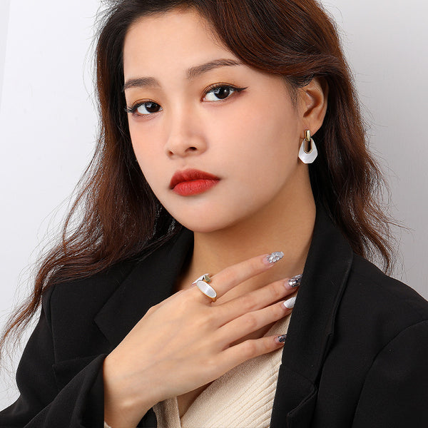 FJ0844 925 Sterling Silver Abalone Shell Ring