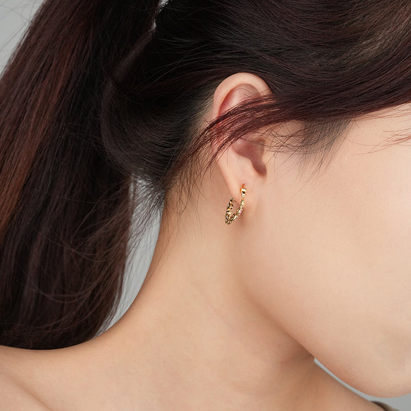 FE2503 925 Sterling Silver Dainty CZ Colorful Stone Hoop Earrings