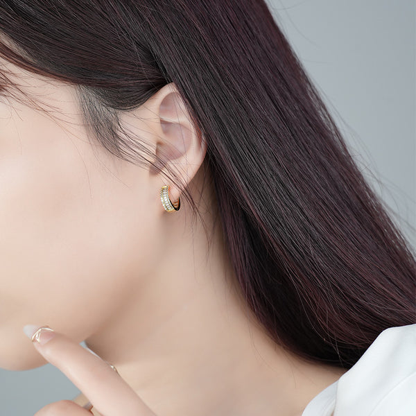 FE3020 925 Sterling Silver Hollow Hoop Earring