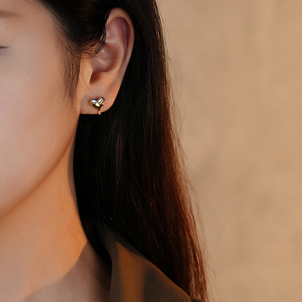 FE3034 925 Sterling Silver Lava Heart Stud Earrings