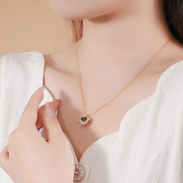 FX1226 925 Sterling Silver Heart Topaz Pendant Necklace