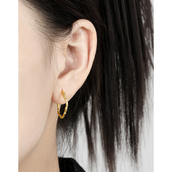 RHE1337 RHE1338 925 Sterling Silver Elegant Geometric Hoop Earrings