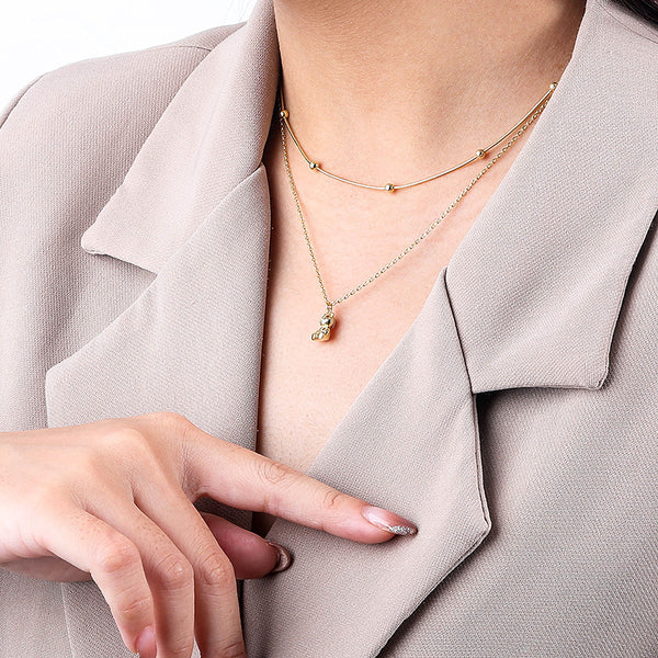 FX1141 925 Sterling Silver Dainty Bear Pendant Necklace