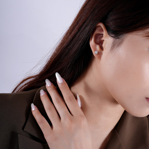 FE3065 925 Sterling Silver Geometric Full CZ Stud Earrings