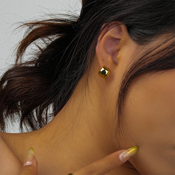 FE2470 925 Sterling Silver Simple Glossy Stud Earrings