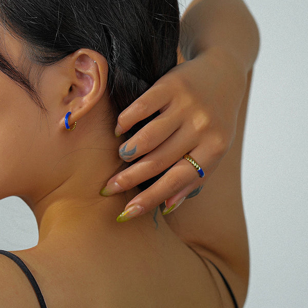 FJ0889 925 Sterling Silver Twist Enamel Ring